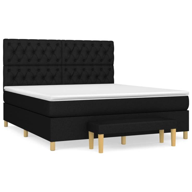 vidaXL Boxspringbett mit Matratze Schwarz 160x200 cm Stoff1358281 von VIDAXL