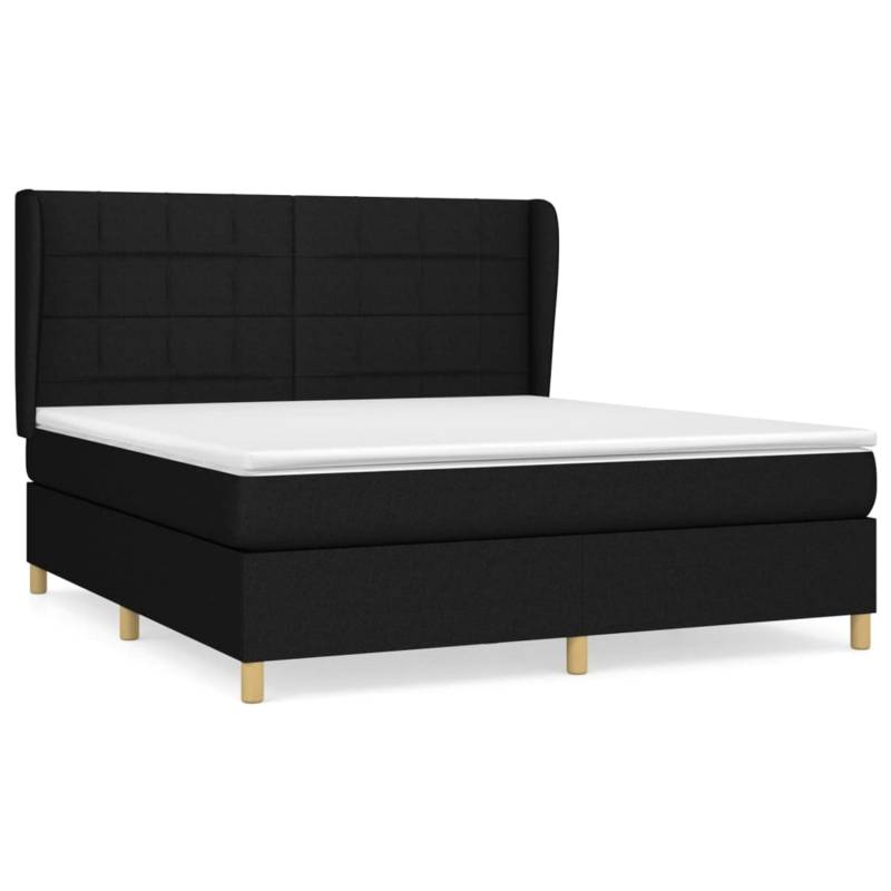 vidaXL Boxspringbett mit Matratze Schwarz 160x200 cm Stoff1380181 von VIDAXL