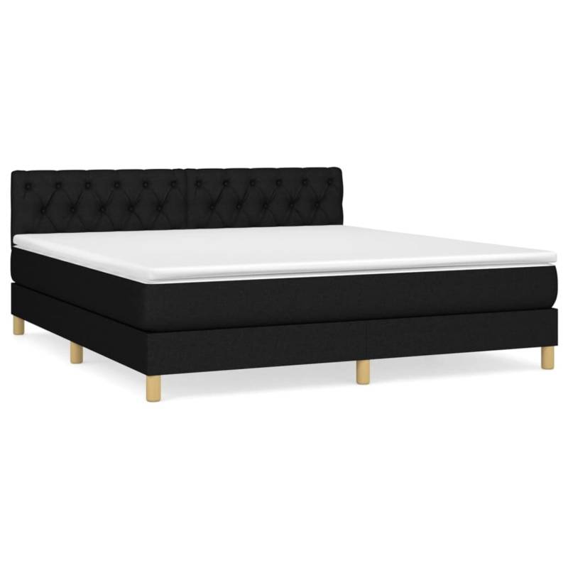 vidaXL Boxspringbett mit Matratze Schwarz 160x200 cm Stoff1397665 von VIDAXL