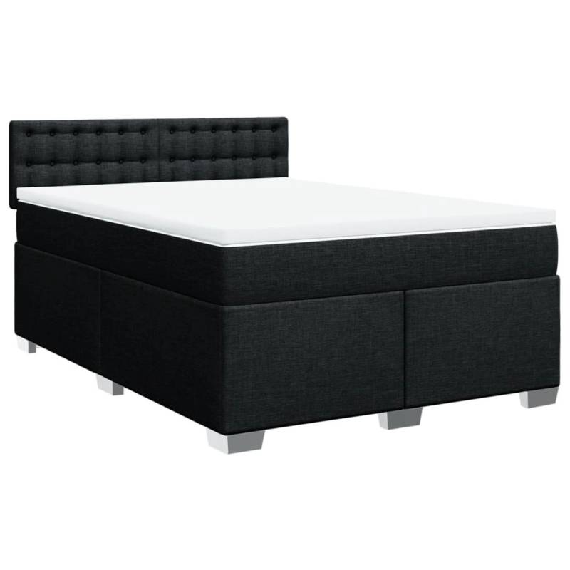vidaXL Boxspringbett mit Matratze Schwarz 160x200 cm Stoff2103959 von VIDAXL