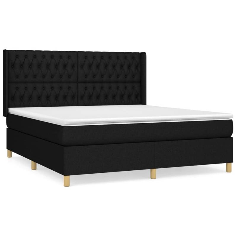 vidaXL Boxspringbett mit Matratze Schwarz 180x200 cm Stoff1378934 von VIDAXL