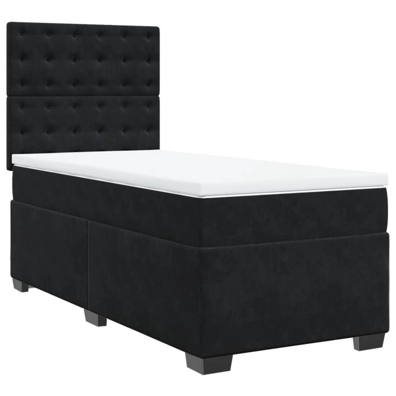 vidaXL Boxspringbett mit Matratze Schwarz 80x200 cm Samt2103230 von VIDAXL