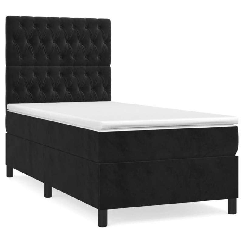 vidaXL Boxspringbett mit Matratze Schwarz 90x190 cm Samt1397081 von VIDAXL