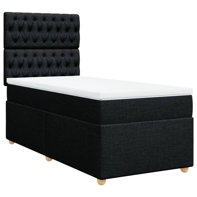vidaXL Boxspringbett mit Matratze Schwarz 90x190 cm Stoff2101708 von VIDAXL
