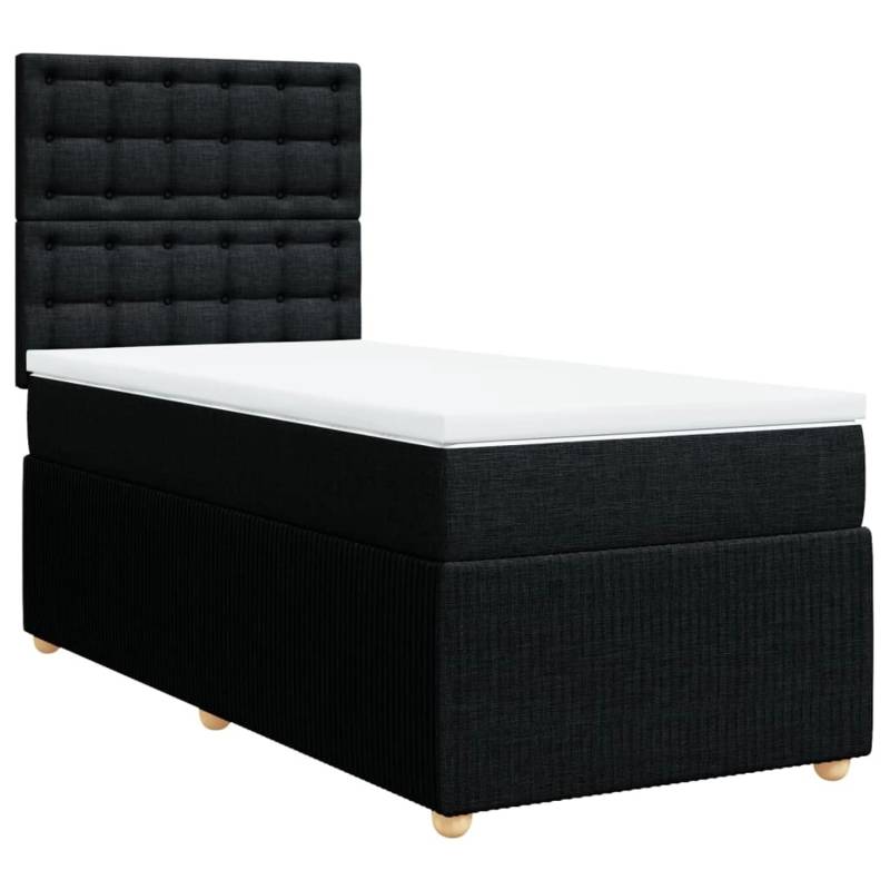 vidaXL Boxspringbett mit Matratze Schwarz 90x190 cm Stoff2103217 von VIDAXL
