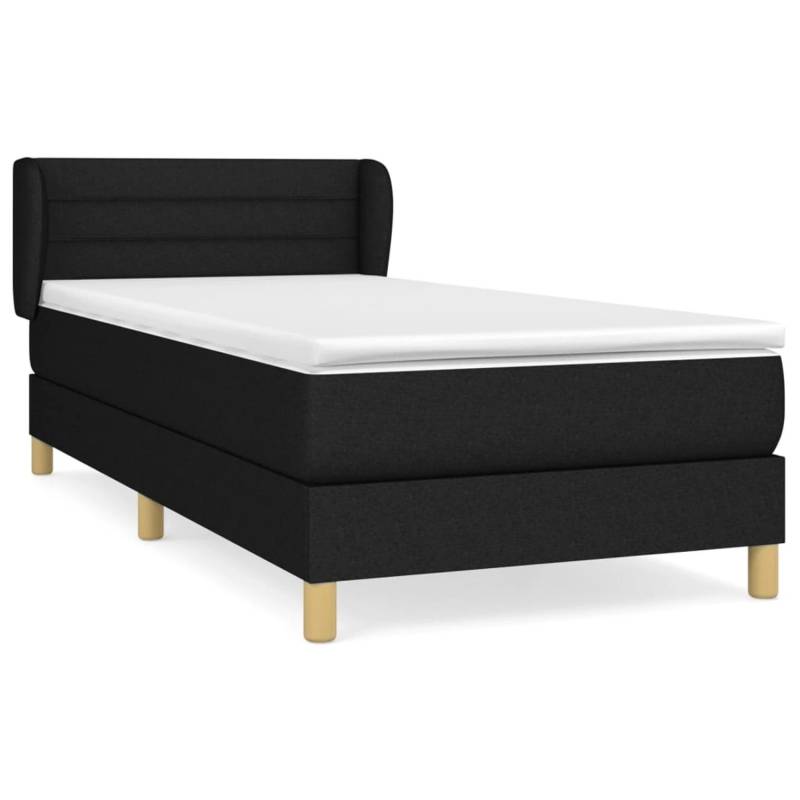 vidaXL Boxspringbett mit Matratze Schwarz 90x200 cm Stoff1381523 von VIDAXL