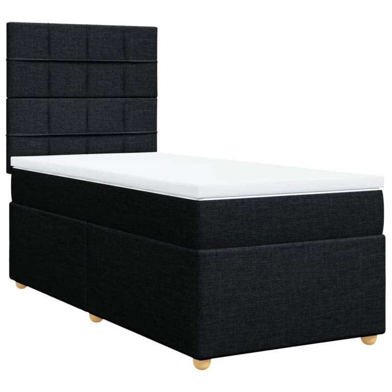 vidaXL Boxspringbett mit Matratze Schwarz 90x200 cm Stoff2101712 von VIDAXL