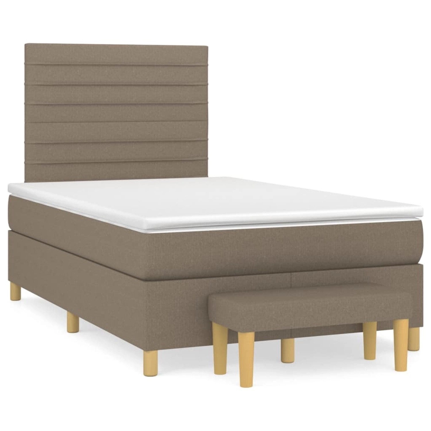vidaXL Boxspringbett mit Matratze Taupe 120x190 cm Stoff2100632 von VIDAXL