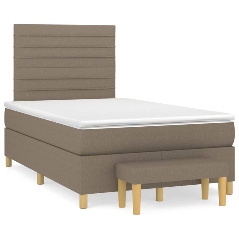 vidaXL Boxspringbett mit Matratze Taupe 120x190 cm Stoff2100632 von VIDAXL