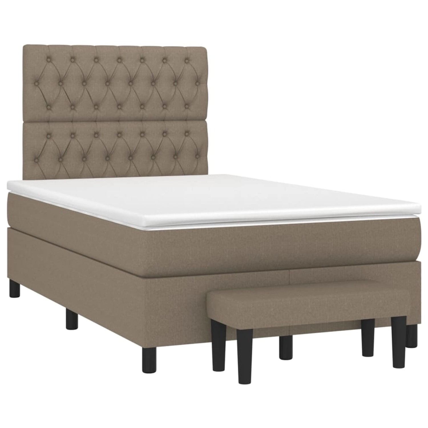vidaXL Boxspringbett mit Matratze Taupe 120x190 cm Stoff2108495 von VIDAXL