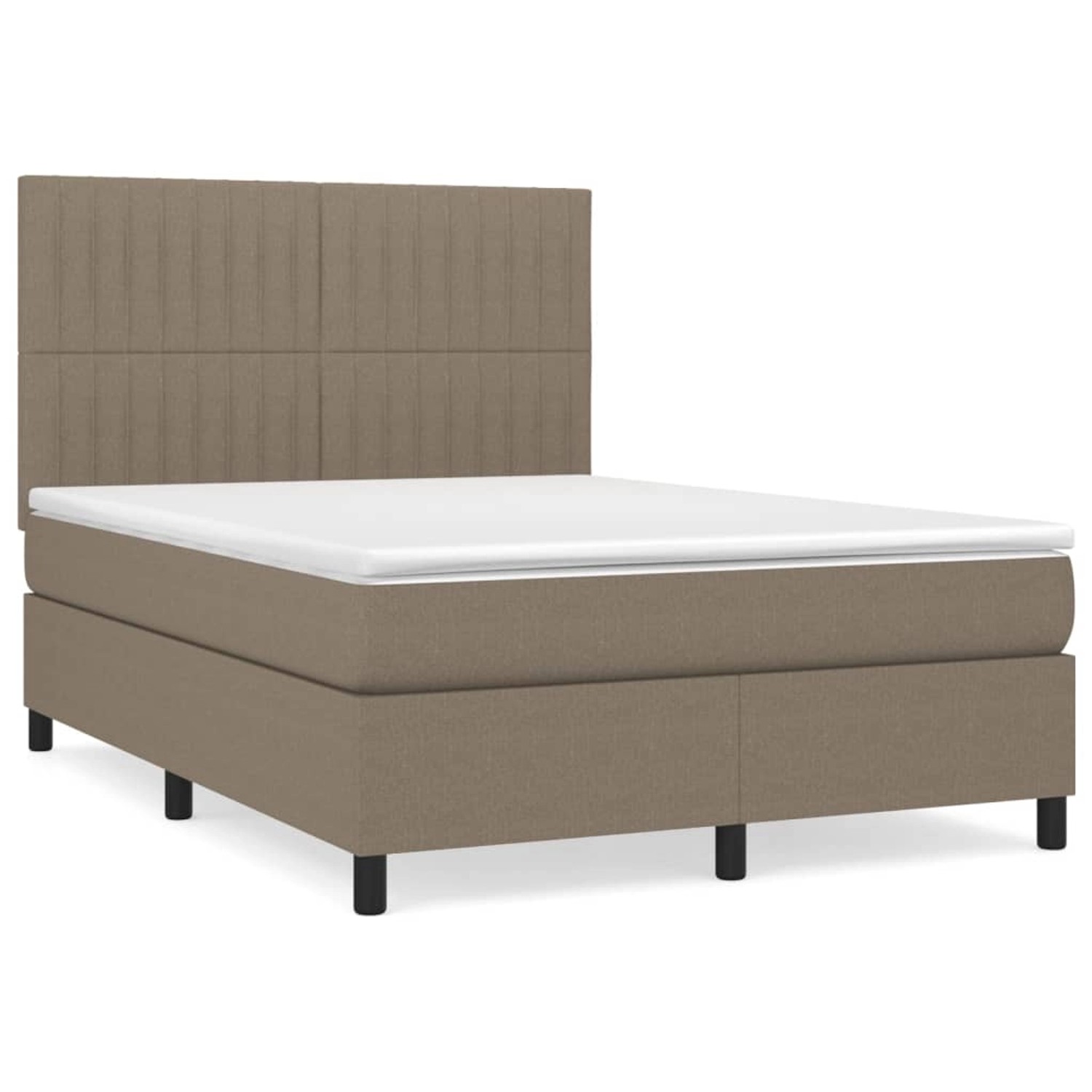 vidaXL Boxspringbett mit Matratze Taupe 140x200 cm Stoff 3141941 von VIDAXL
