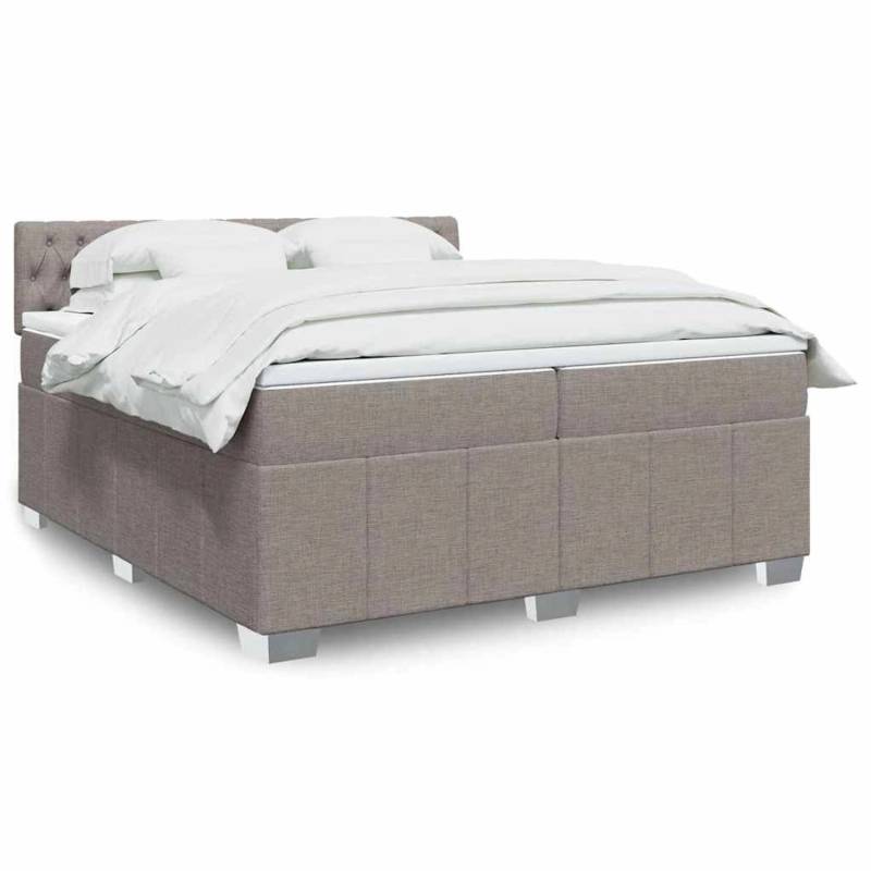 vidaXL Boxspringbett mit Matratze Taupe 200x200 cm Stoff 3289486 von VIDAXL