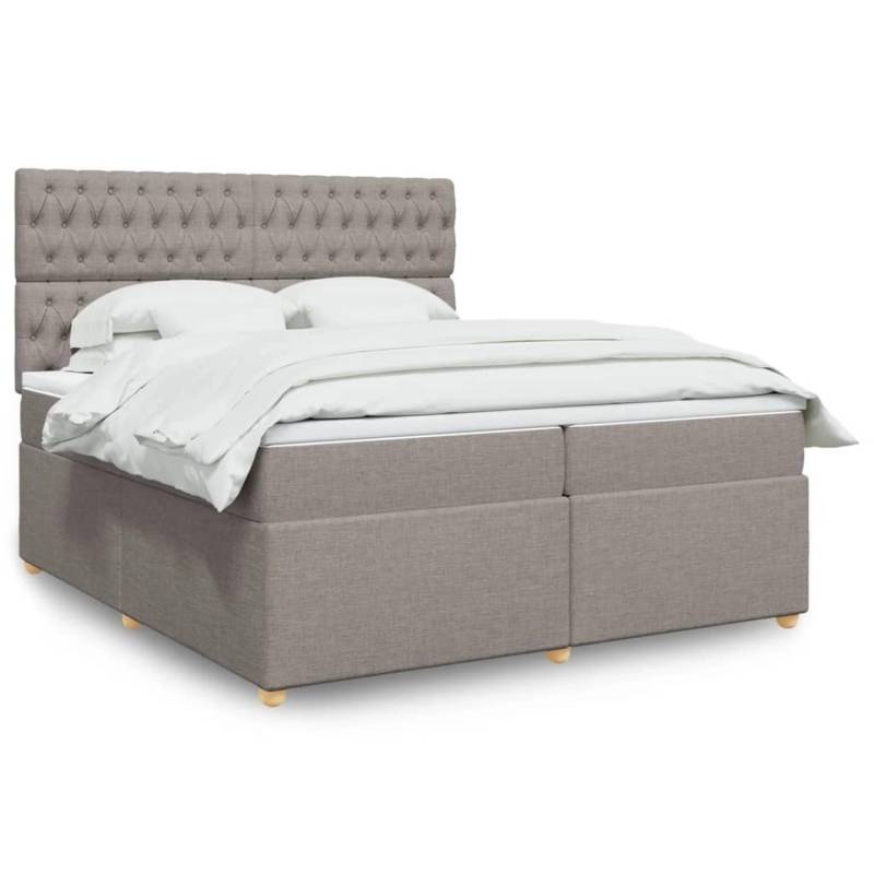 vidaXL Boxspringbett mit Matratze Taupe 200x200 cm Stoff 3293698 von VIDAXL