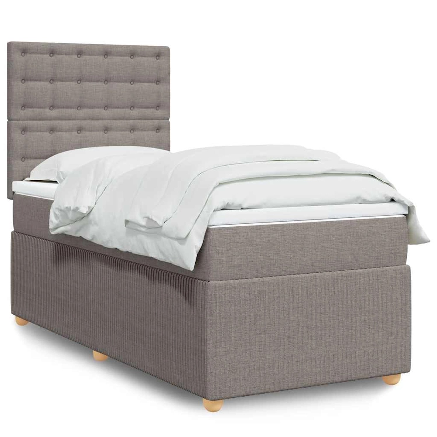 vidaXL Boxspringbett mit Matratze Taupe 90x190 cm Stoff 3294229 von VIDAXL