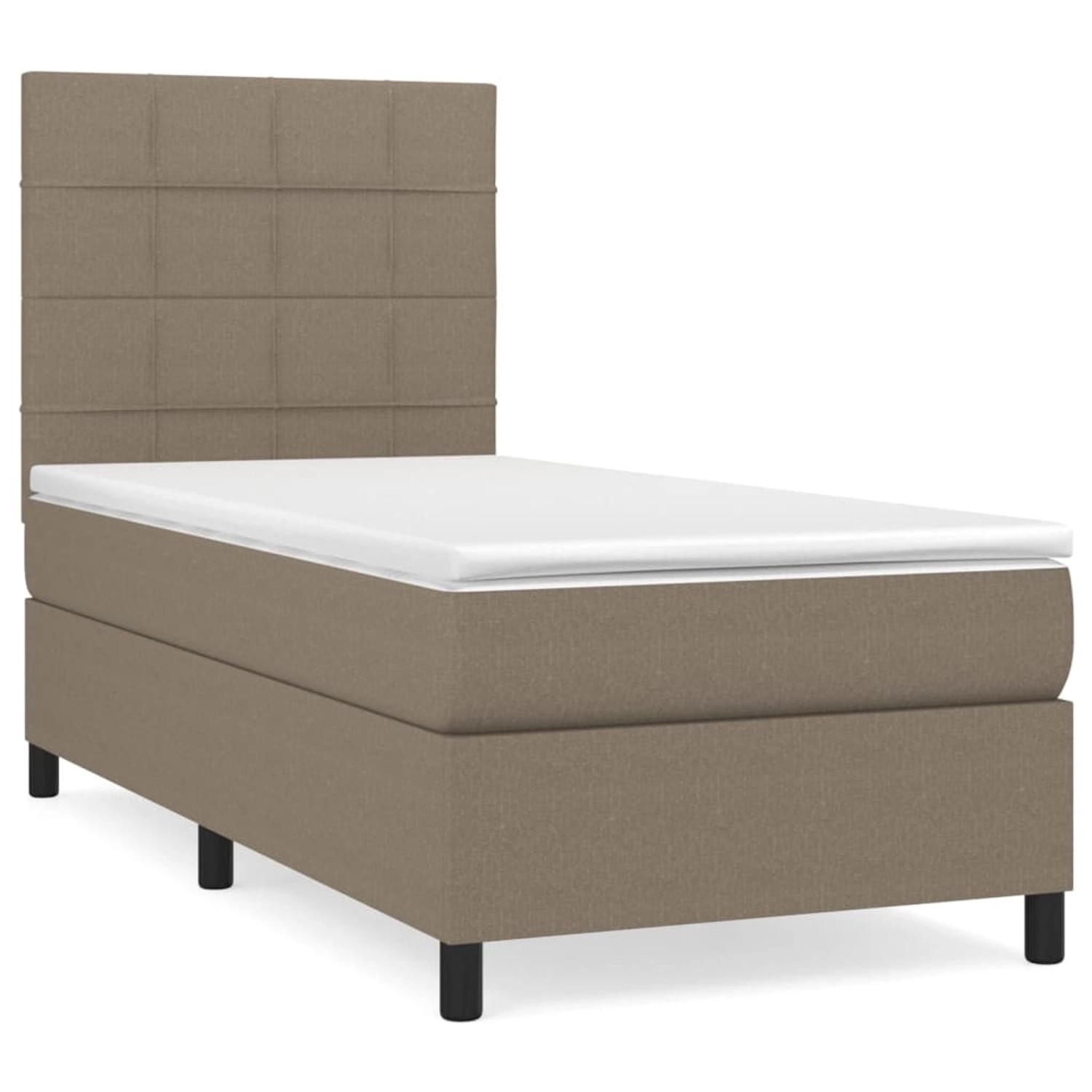 vidaXL Boxspringbett mit Matratze Taupe 90x200 cm Stoff 3141749 von VIDAXL