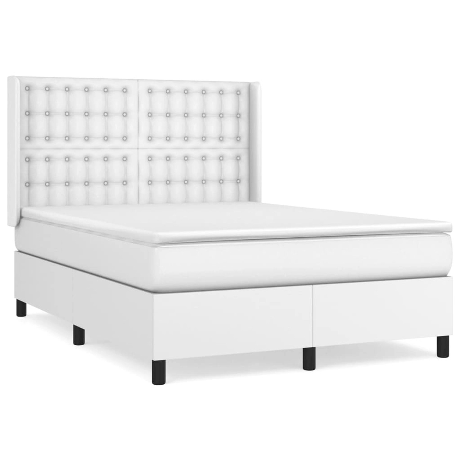 vidaXL Boxspringbett mit Matratze Weiß 140x190 cm Kunstleder1466323 vidaXL Boxspringbett mit Matratze Weiß 140x190 cm Kunstleder1466323 von VIDAXL