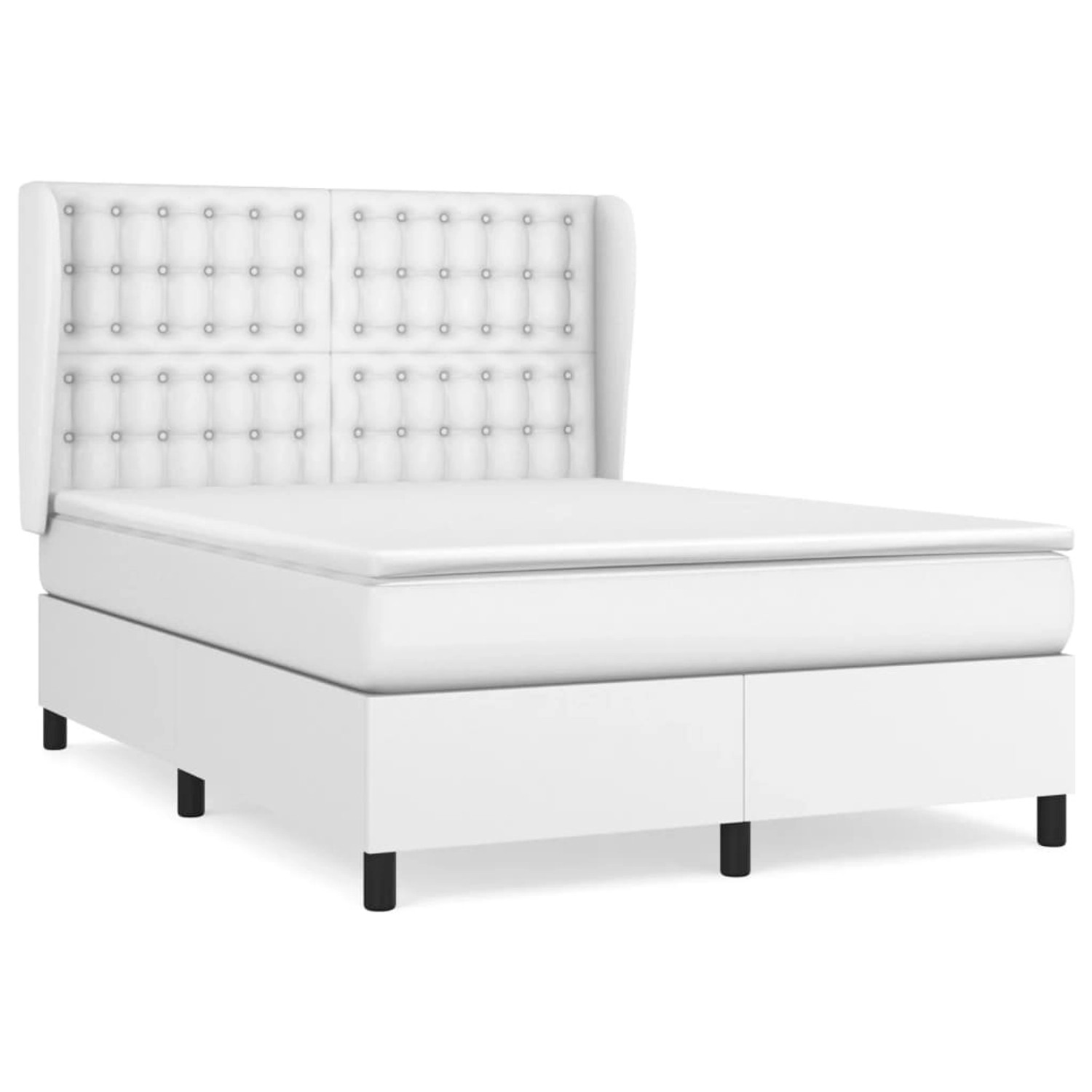 vidaXL Boxspringbett mit Matratze Weiß 140x190 cm Kunstleder1466726 von VIDAXL