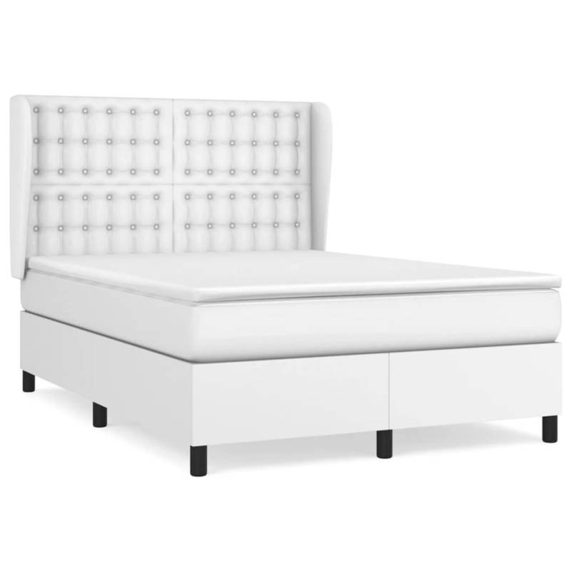 vidaXL Boxspringbett mit Matratze Weiß 140x190 cm Kunstleder1466726 von VIDAXL