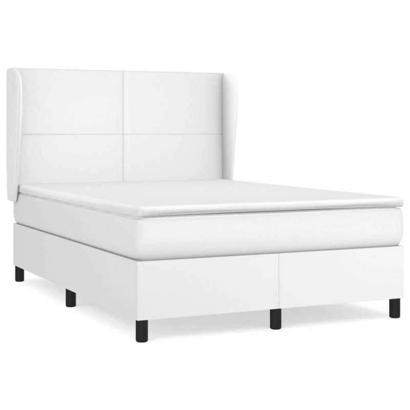 vidaXL Boxspringbett mit Matratze Weiß 140x190 cm Kunstleder1466775 von VIDAXL