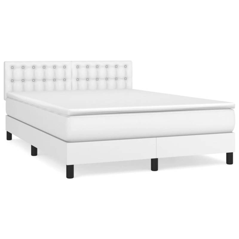 vidaXL Boxspringbett mit Matratze Weiß 140x200 cm Kunstleder1389822 von VIDAXL