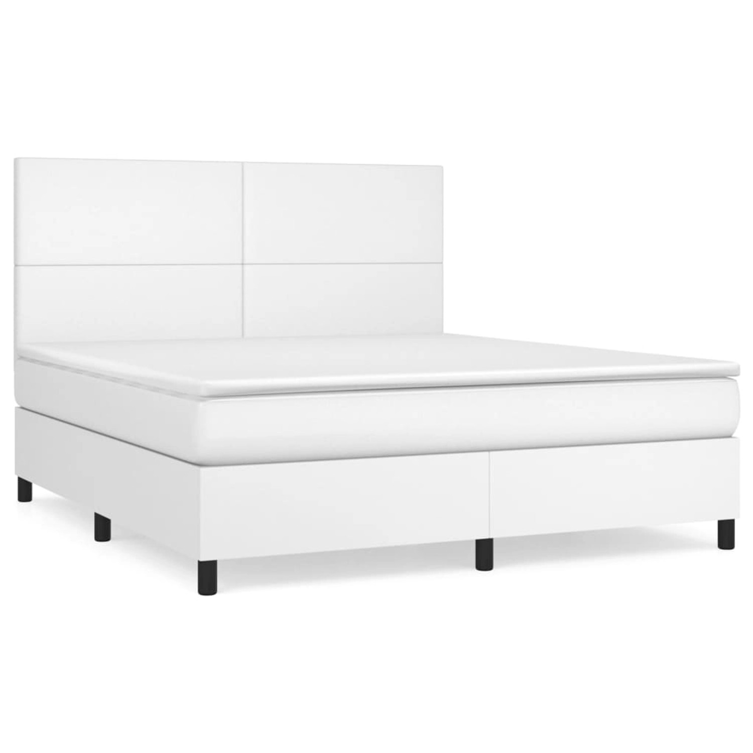 vidaXL Boxspringbett mit Matratze Weiß 160x200 cm Kunstleder1466140 von VIDAXL