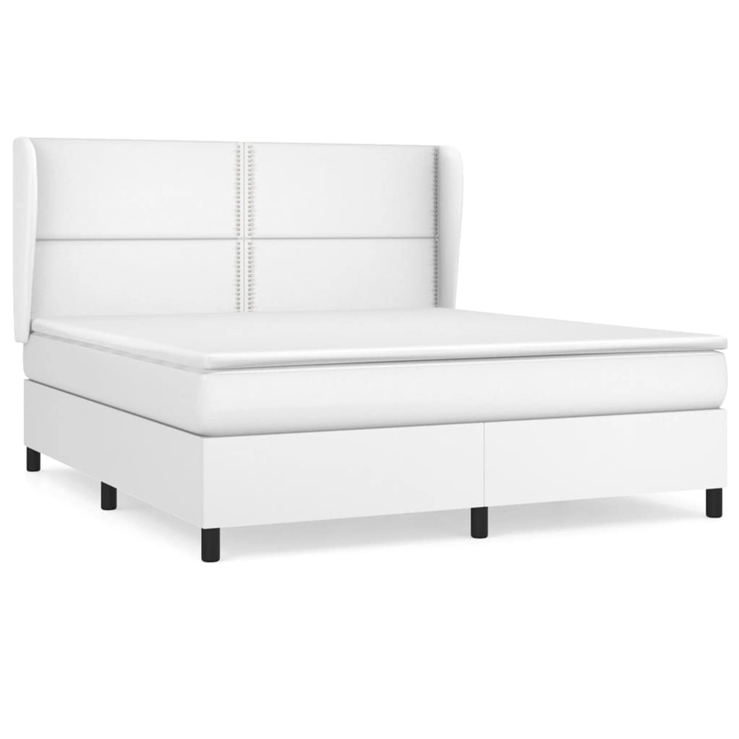 vidaXL Boxspringbett mit Matratze Weiß 160x200 cm Kunstleder1466715 von VIDAXL