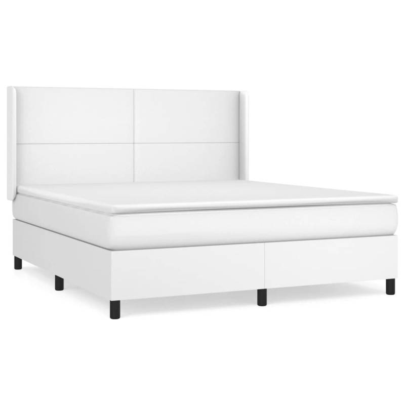 vidaXL Boxspringbett mit Matratze Weiß 180x200 cm Kunstleder1466321 von VIDAXL