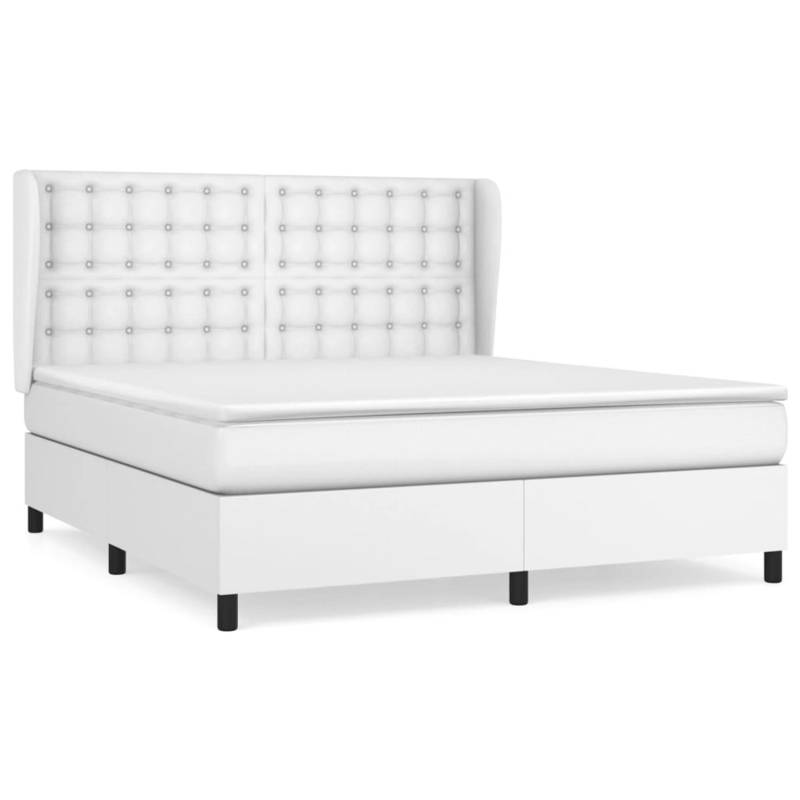 vidaXL Boxspringbett mit Matratze Weiß 180x200 cm Kunstleder1466769 von VIDAXL