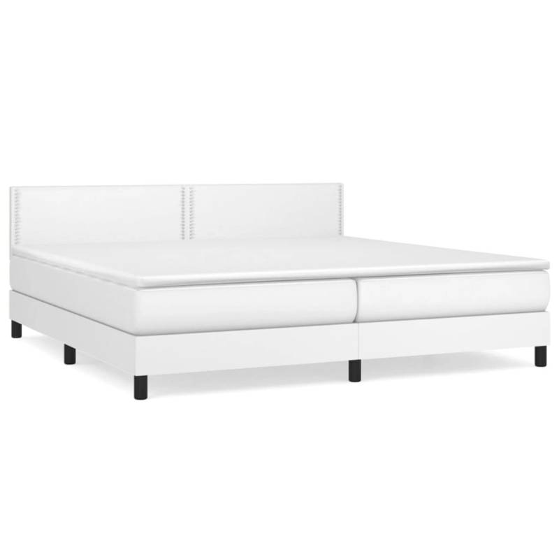 vidaXL Boxspringbett mit Matratze Weiß 200x200 cm Kunstleder1371156 von VIDAXL