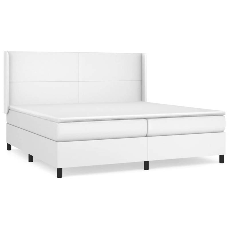 vidaXL Boxspringbett mit Matratze Weiß 200x200 cm Kunstleder1466243 von VIDAXL