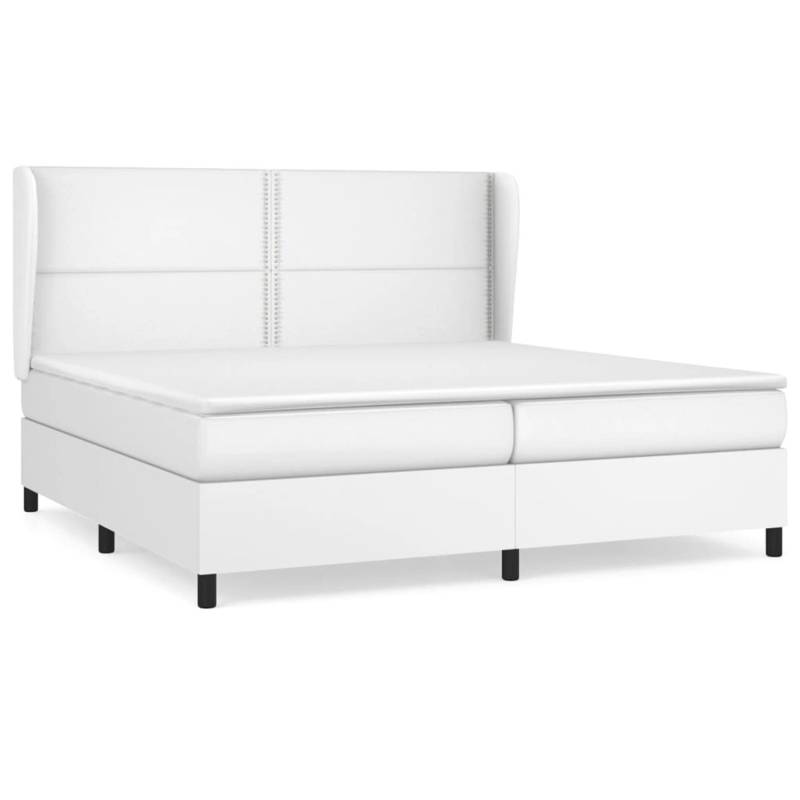 vidaXL Boxspringbett mit Matratze Weiß 200x200 cm Kunstleder1466719 von VIDAXL