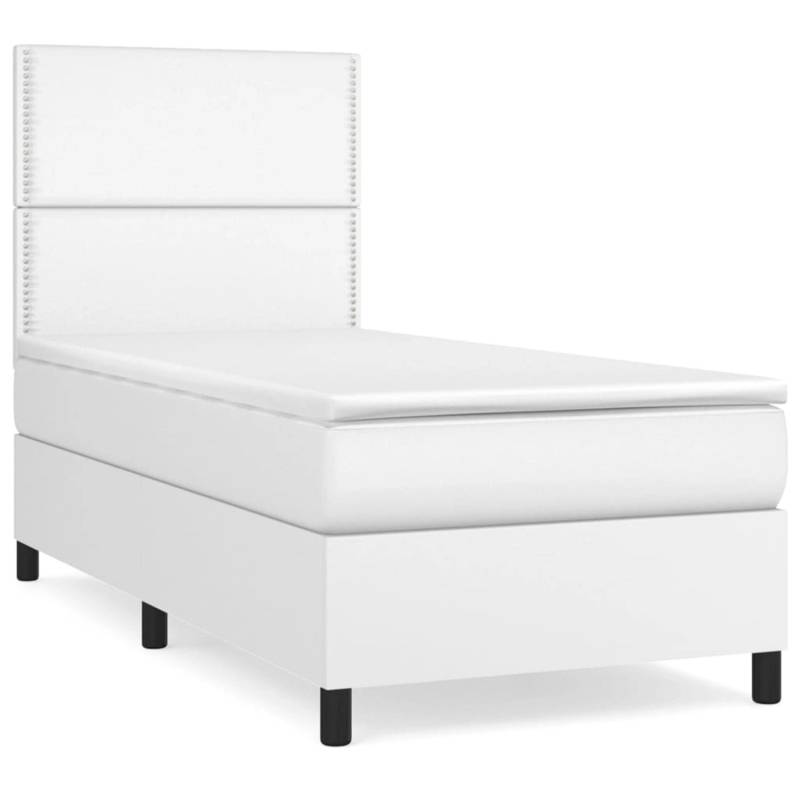 vidaXL Boxspringbett mit Matratze Weiß 90x190 cm Kunstleder1466191 von VIDAXL