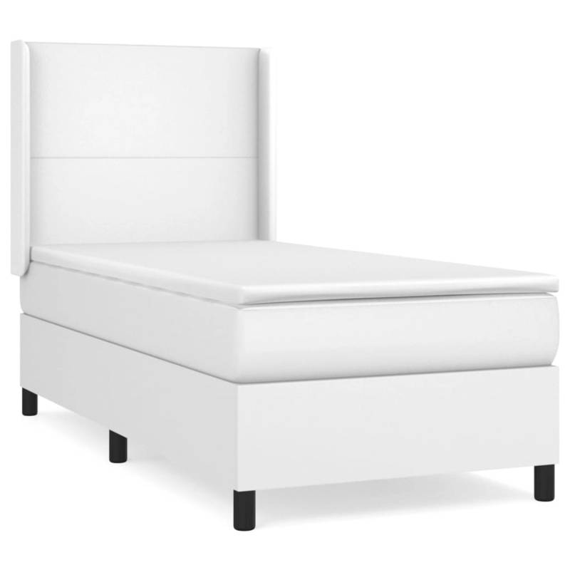 vidaXL Boxspringbett mit Matratze Weiß 90x190 cm Kunstleder1466227 von VIDAXL
