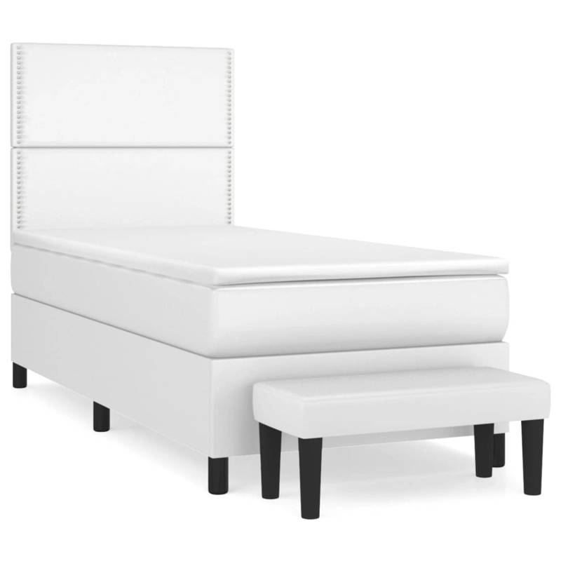 vidaXL Boxspringbett mit Matratze Weiß 90x190 cm Kunstleder1466363 von VIDAXL