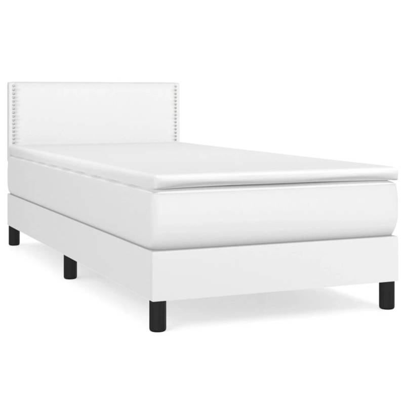 vidaXL Boxspringbett mit Matratze Weiß 90x200 cm Kunstleder1397954 von VIDAXL