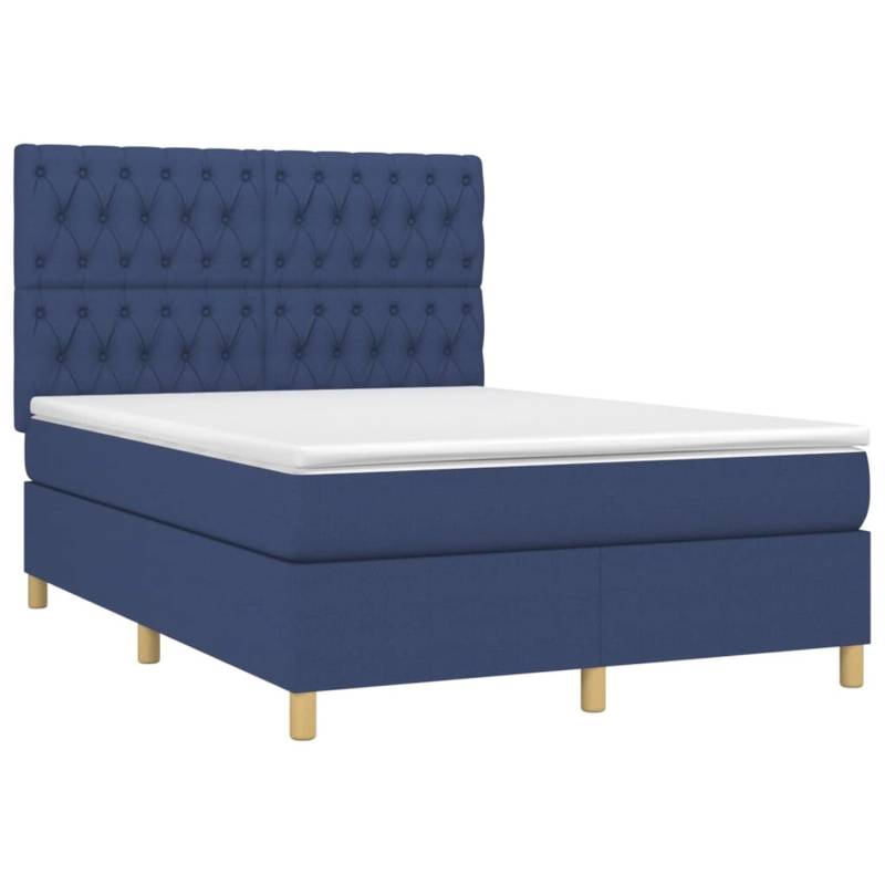 vidaXL Boxspringbett mit Matratze & LED Blau 140x190 cm Stoff 3135675 vidaXL Boxspringbett mit Matratze & LED Blau 140x190 cm Stoff 3135675 von VIDAXL