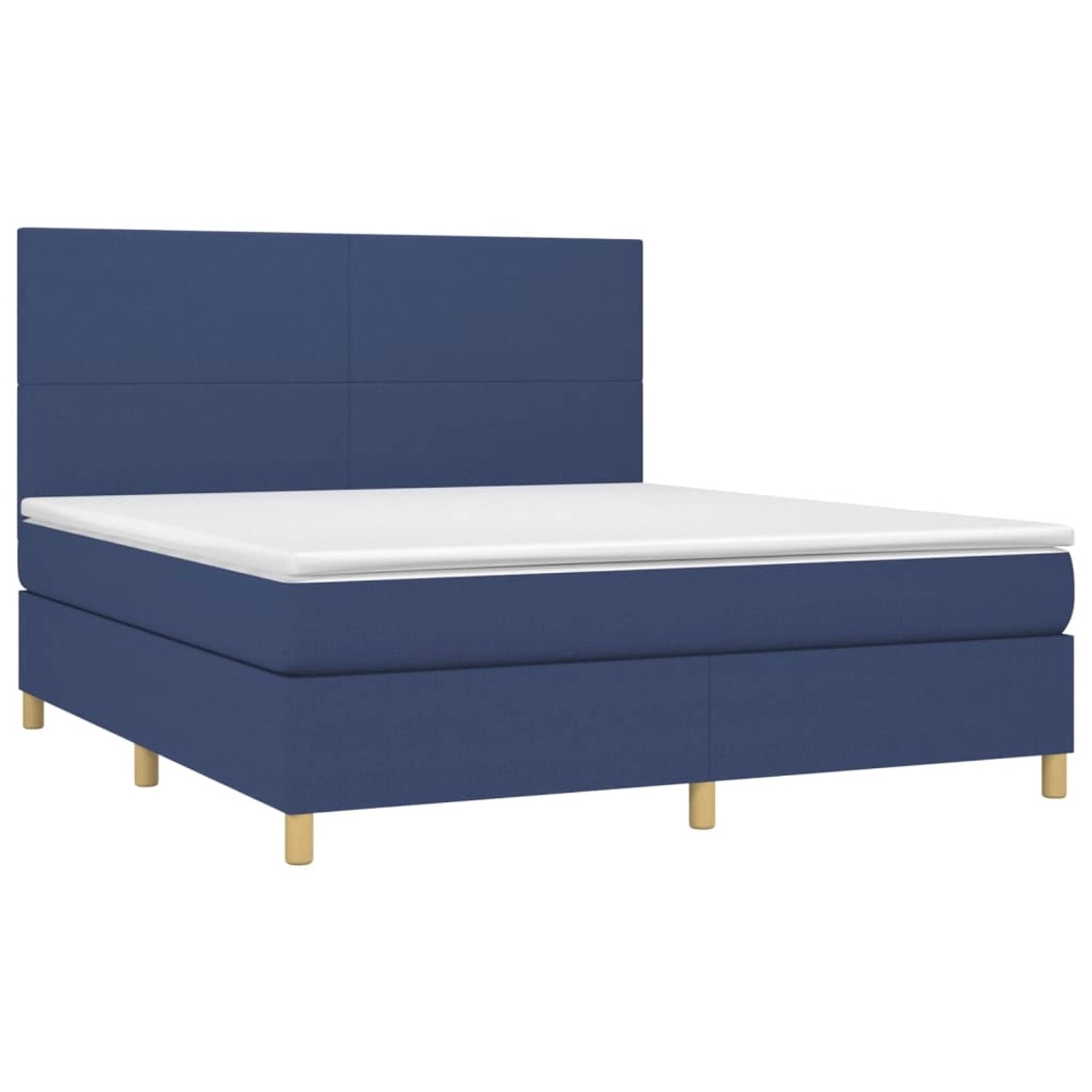 vidaXL Boxspringbett mit Matratze & LED Blau 160x200 cm Stoff 3135291 von VIDAXL