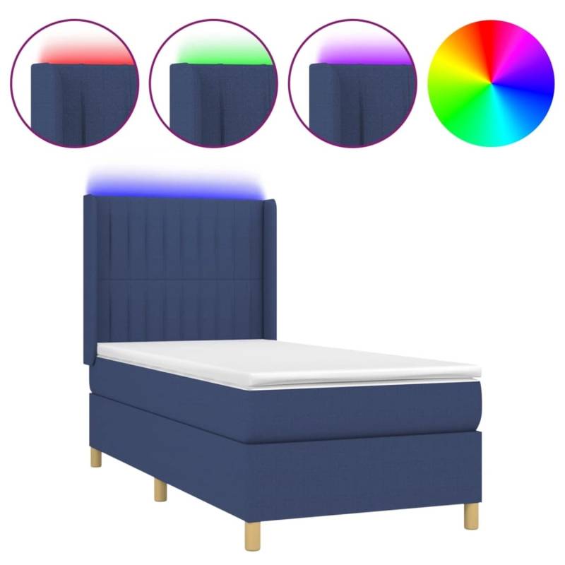 vidaXL Boxspringbett mit Matratze & LED Blau 90x190 cm Stoff 3139003 vidaXL Boxspringbett mit Matratze & LED Blau 90x190 cm Stoff 3139003 von VIDAXL