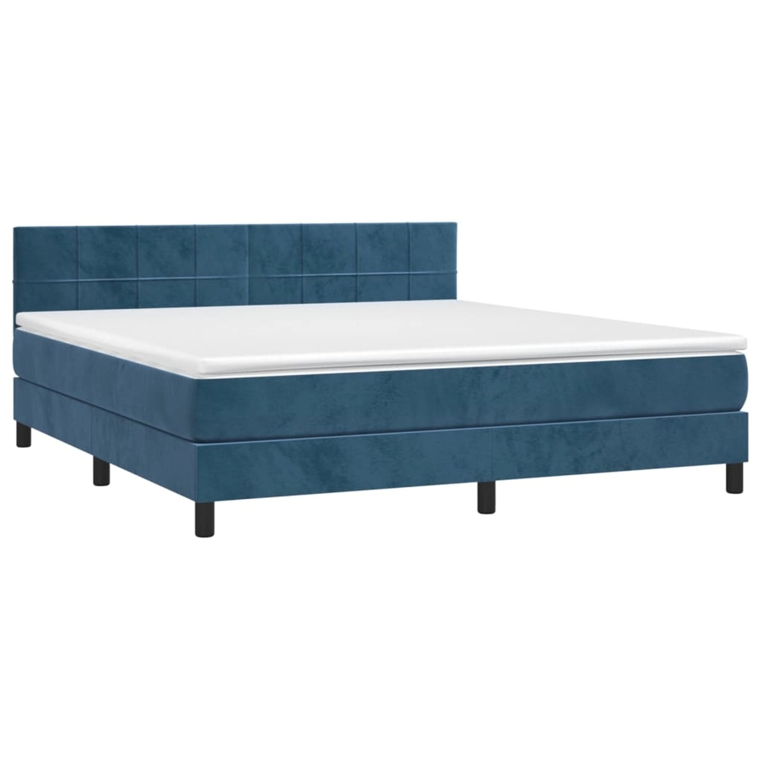 vidaXL Boxspringbett mit Matratze & LED Dunkelblau 180x200 cm Samt 3134421 von VIDAXL