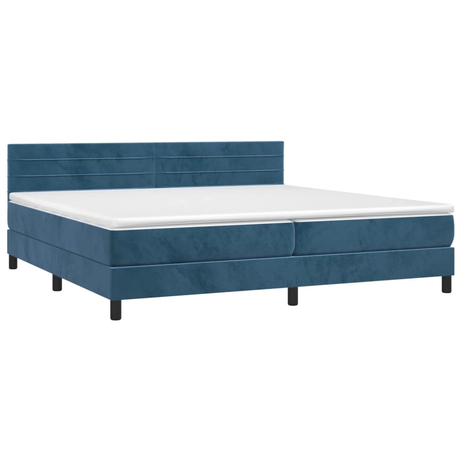 vidaXL Boxspringbett mit Matratze & LED Dunkelblau 200x200 cm Samt 3134487 von VIDAXL