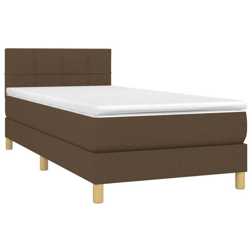 vidaXL Boxspringbett mit Matratze & LED Dunkelbraun 80x200 cm Stoff 3133672 von VIDAXL