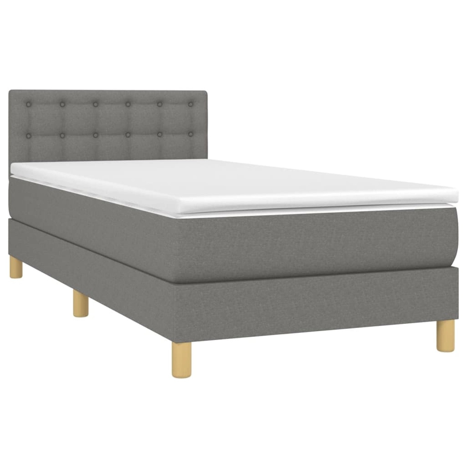 vidaXL Boxspringbett mit Matratze & LED Dunkelgrau 100x200 cm Stoff 3134014 vidaXL Boxspringbett mit Matratze & LED Dunkelgrau 100x200 cm Stoff 3134014 von VIDAXL