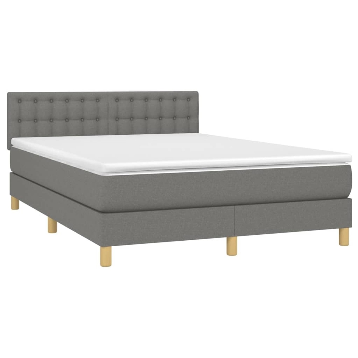 vidaXL Boxspringbett mit Matratze & LED Dunkelgrau 140x190 cm Stoff 3134030 vidaXL Boxspringbett mit Matratze & LED Dunkelgrau 140x190 cm Stoff 3134030 von VIDAXL