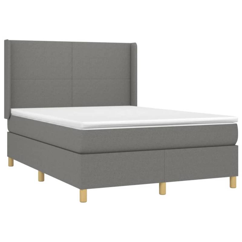 vidaXL Boxspringbett mit Matratze & LED Dunkelgrau 140x190 cm Stoff 3138710 von VIDAXL