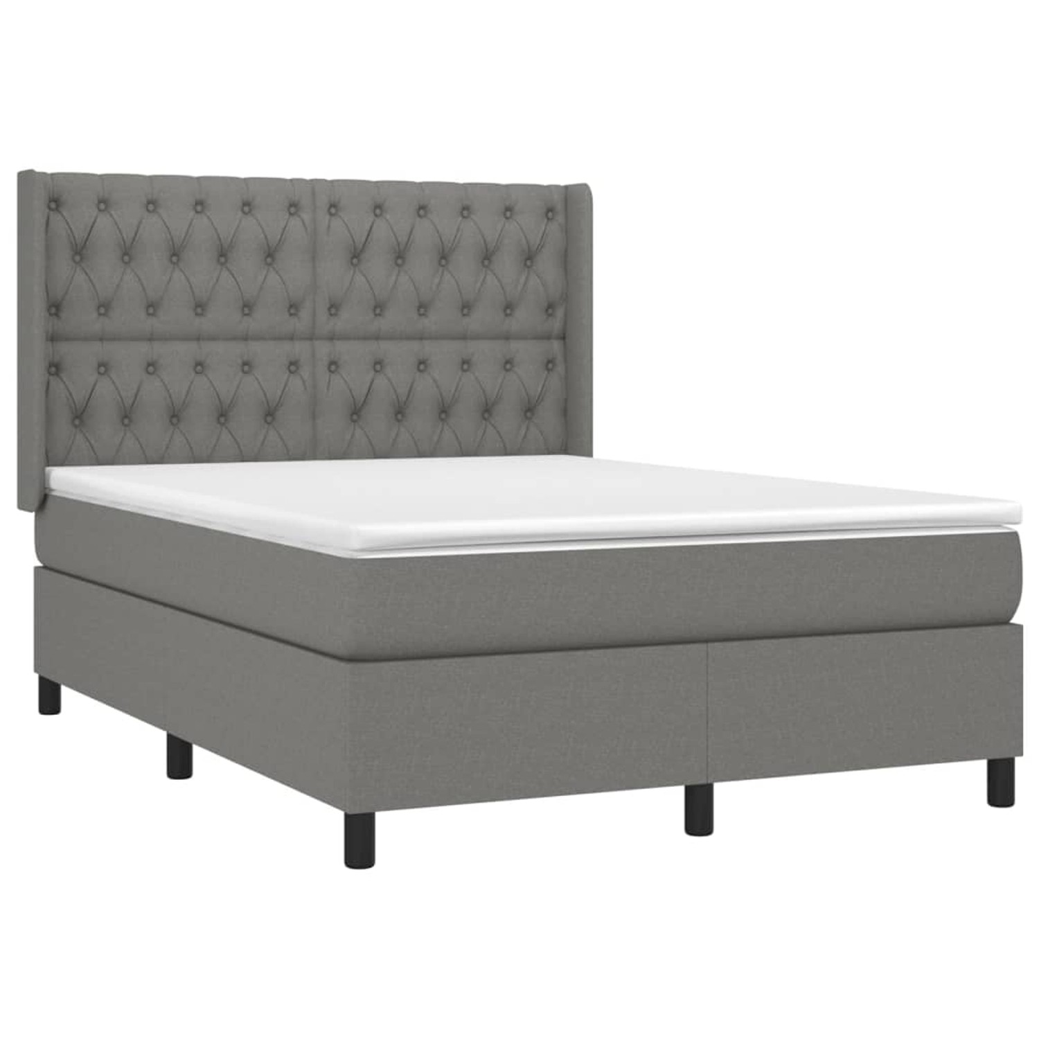 vidaXL Boxspringbett mit Matratze & LED Dunkelgrau 140x200 cm Stoff 3138558 vidaXL Boxspringbett mit Matratze & LED Dunkelgrau 140x200 cm Stoff 3138558 von VIDAXL