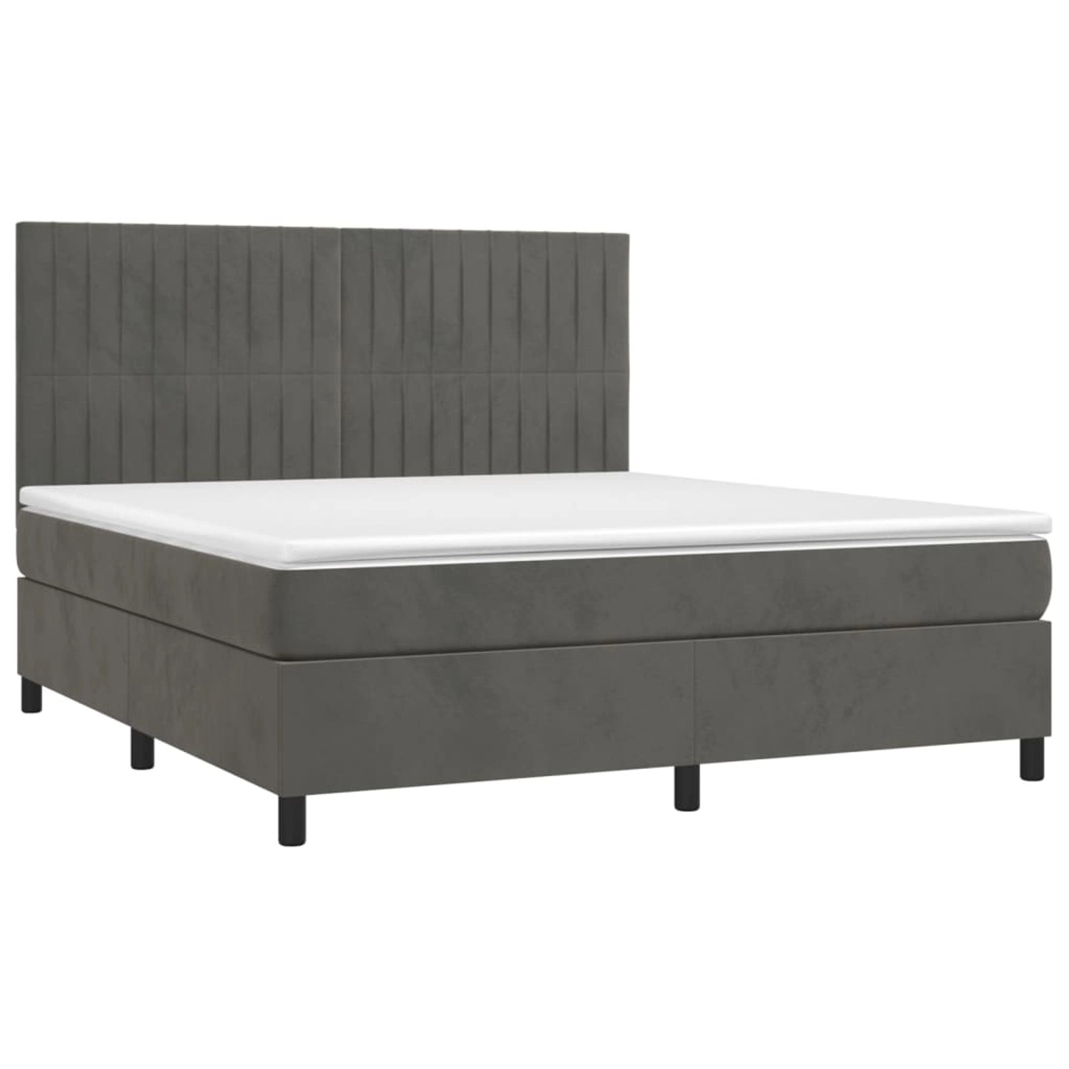 vidaXL Boxspringbett mit Matratze & LED Dunkelgrau 160x200 cm Samt 3136252 vidaXL Boxspringbett mit Matratze & LED Dunkelgrau 160x200 cm Samt 3136252 von VIDAXL