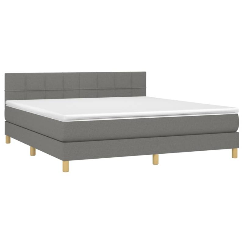 vidaXL Boxspringbett mit Matratze & LED Dunkelgrau 160x200 cm Stoff 3133726 von VIDAXL
