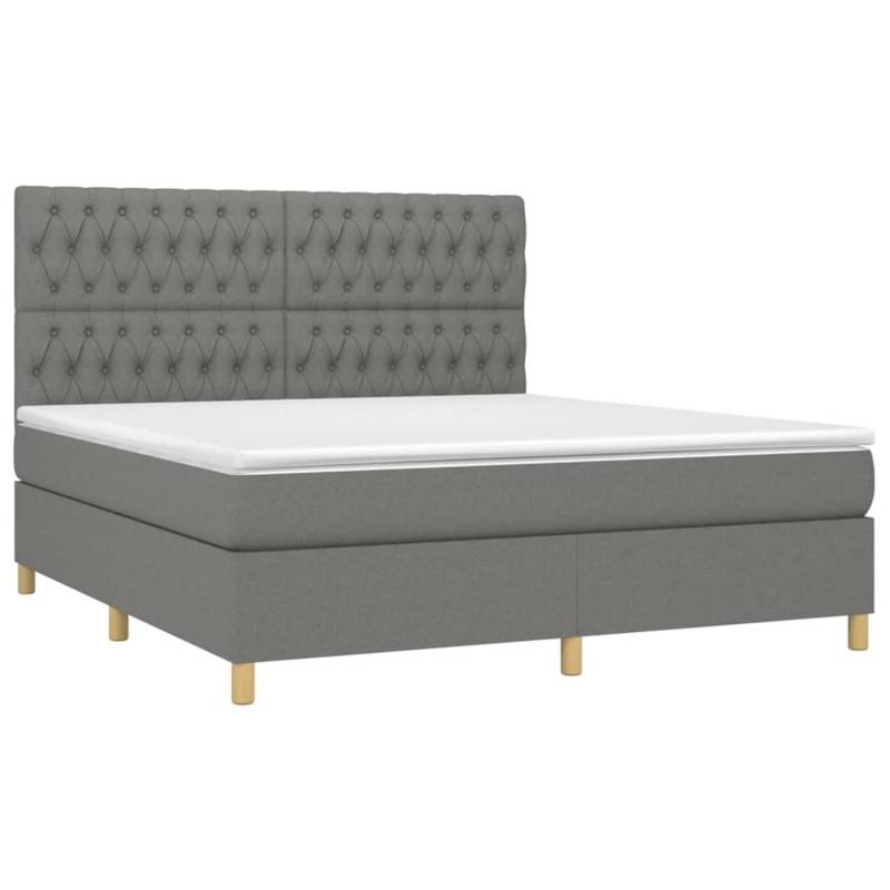 vidaXL Boxspringbett mit Matratze & LED Dunkelgrau 180x200 cm Stoff 3135694 von VIDAXL