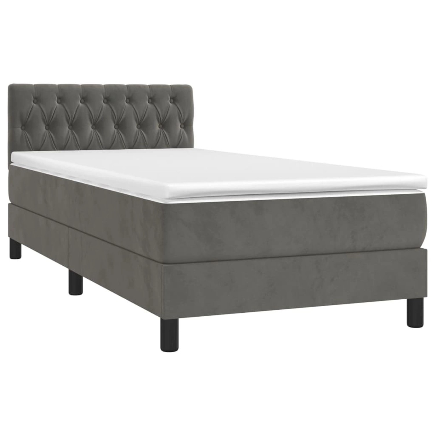 vidaXL Boxspringbett mit Matratze & LED Dunkelgrau 90x190 cm Samt 3134556 vidaXL Boxspringbett mit Matratze & LED Dunkelgrau 90x190 cm Samt 3134556 von VIDAXL
