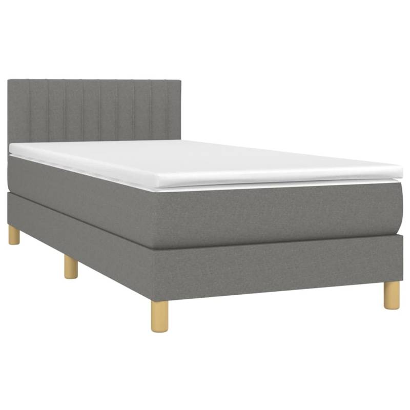 vidaXL Boxspringbett mit Matratze & LED Dunkelgrau 90x200 cm Stoff 3133846 von VIDAXL